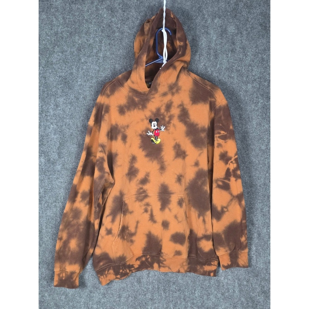 H&M Disney Mickey Mouse Tie Dye‎ Hoodie Relaxed Fit Mens Large Brown Animation